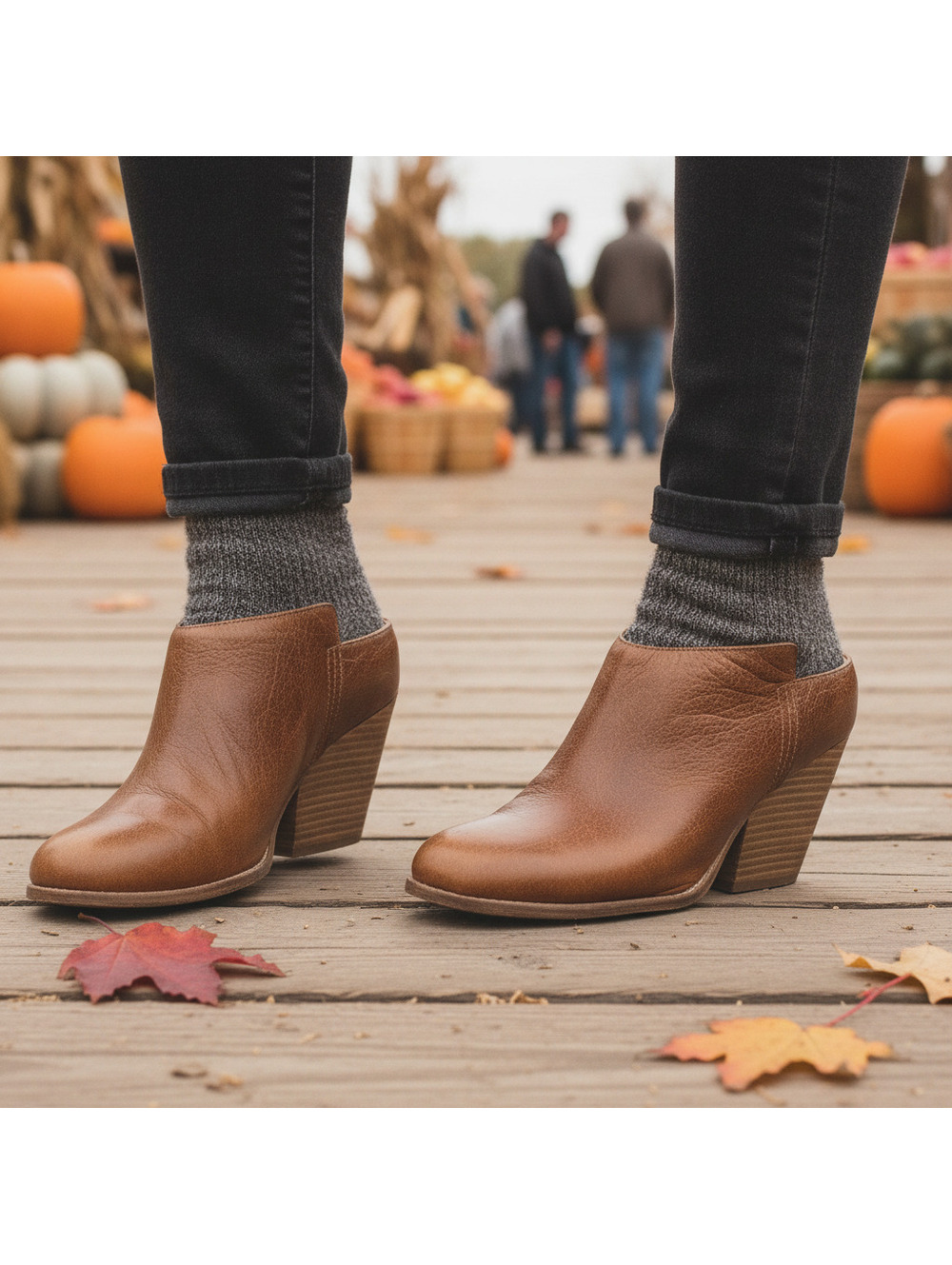 JEFFREY CAMPBELL • Ibiza Last Vinton Brown Leather Stack Heel Mules Booties 7.5
